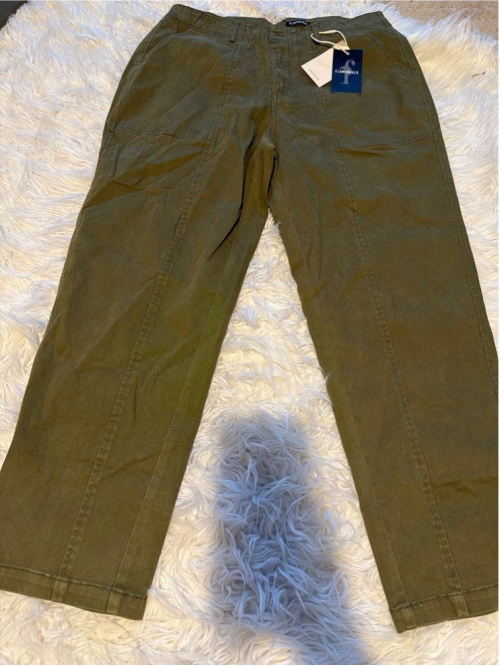 Flamingals olive green utility pants L